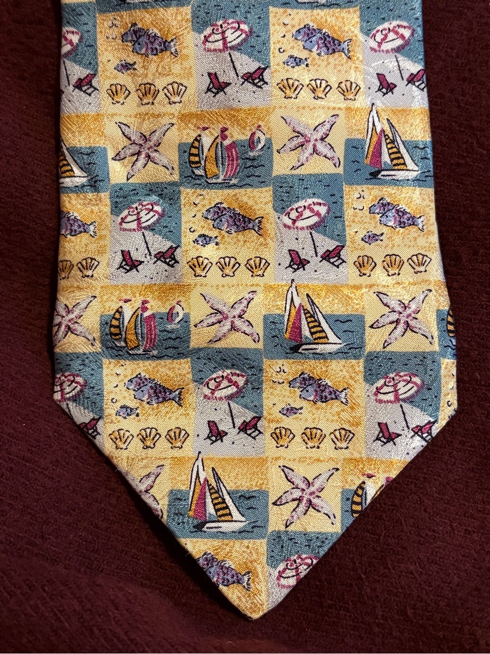 ⛵️🆕Vintage Charleston The Tie Rack Silk Nautical Beach Sailboat 90s Italy ⛱️⛵️
